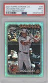 Jackson Holliday from the 2024 Topps Chrome Logofractor set featuring a Aqua Refractor parallel graded by PSA and given an overall grade of 9.