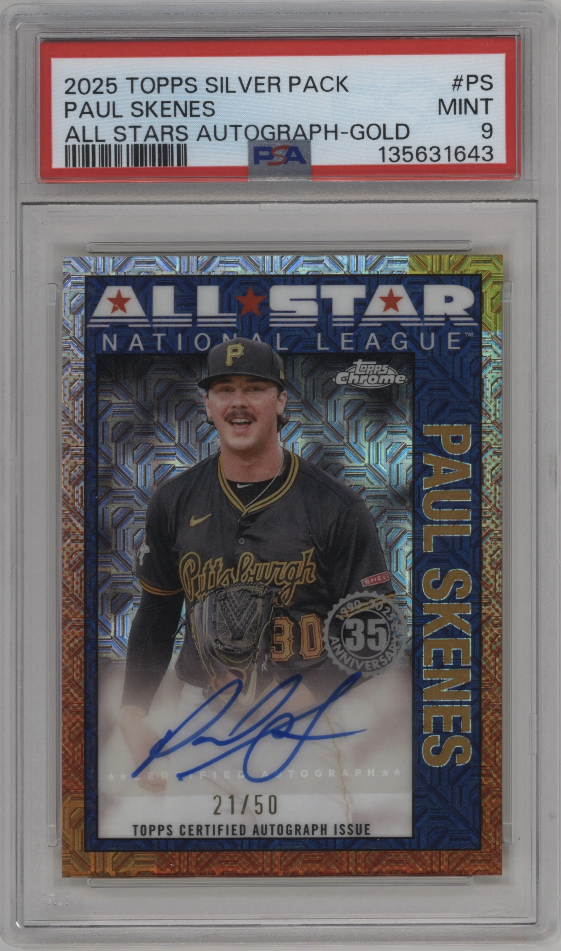2025 Topps '90 35th Anniv.Chr.AS Auto Paul Skenes Gold Ref. #90CAS-PS PSA 9