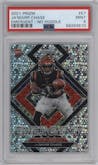 Ja'Marr Chase from the 2021 Panini Prizm set featuring a No Huddle parallel graded by PSA and given an overall grade of 9.