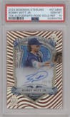Bobby Witt Jr. from the 2024 Bowman Sterling set featuring a Rose Gold Refractor parallel graded by PSA and given an overall grade of 10.