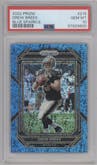 Drew Brees from the 2022 Panini Prizm set featuring a Blue Sparkle parallel graded by PSA and given an overall grade of 10.
