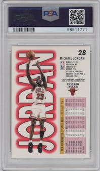 Michael Jordan from the 1993-94 Fleer set graded by PSA and given an overall grade of 9.