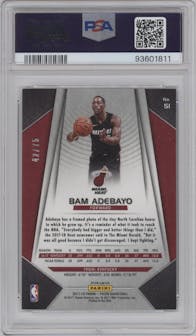 Bam Adebayo from the 2017-18 Panini Prizm  set featuring a Purple Prizm parallel graded by PSA and given an overall grade of 9.