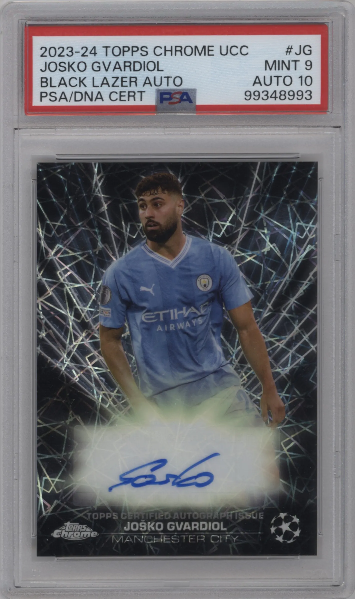 2023 Topps Chrome UEFA Club Competitions Black Lazer AU Josko Gvardiol #BLA-JG PSA 9