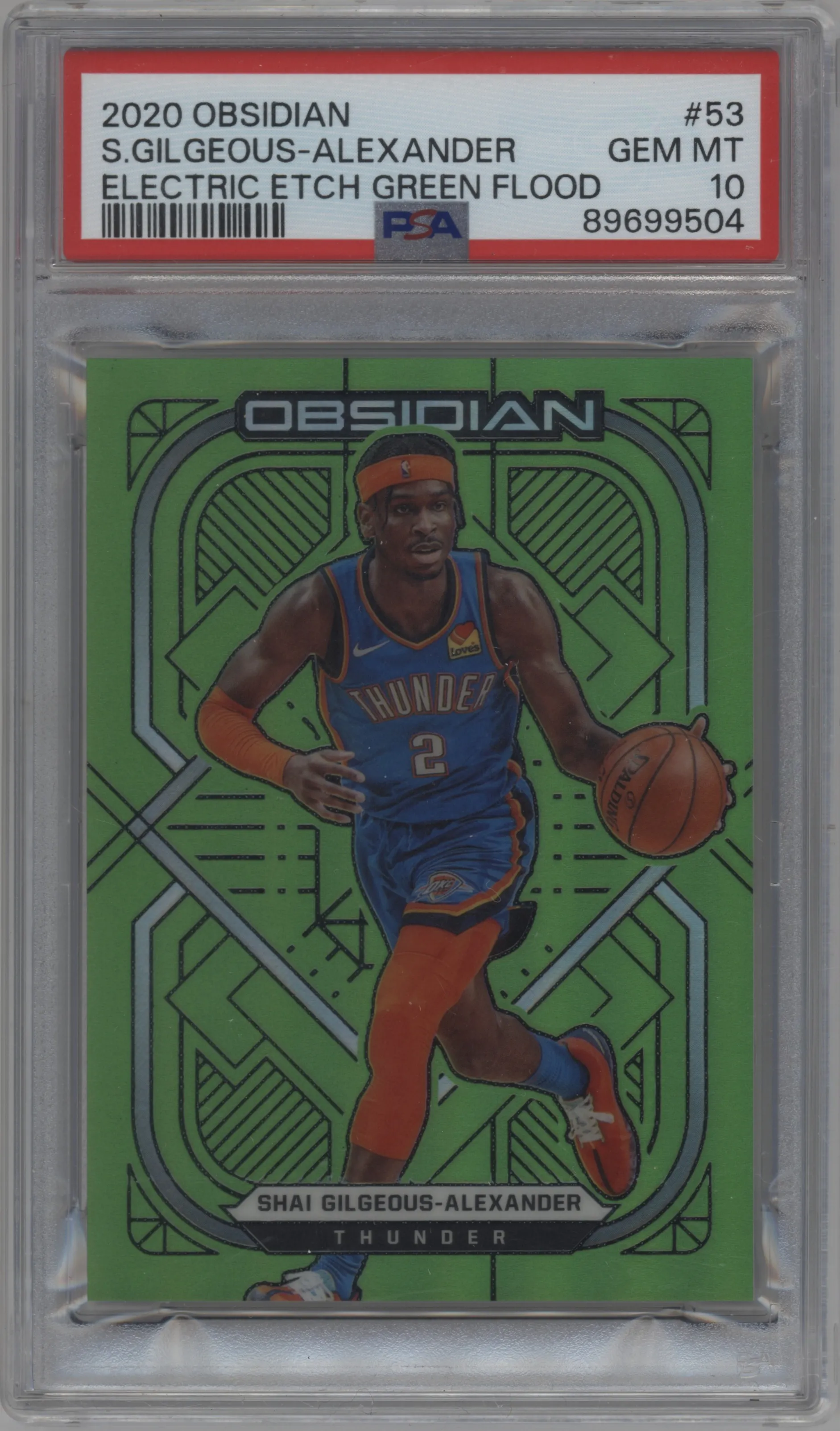 2020 Panini Obsidian Shai Gilgeous-Alexander Electric Etch Green Flood #53 PSA 10
