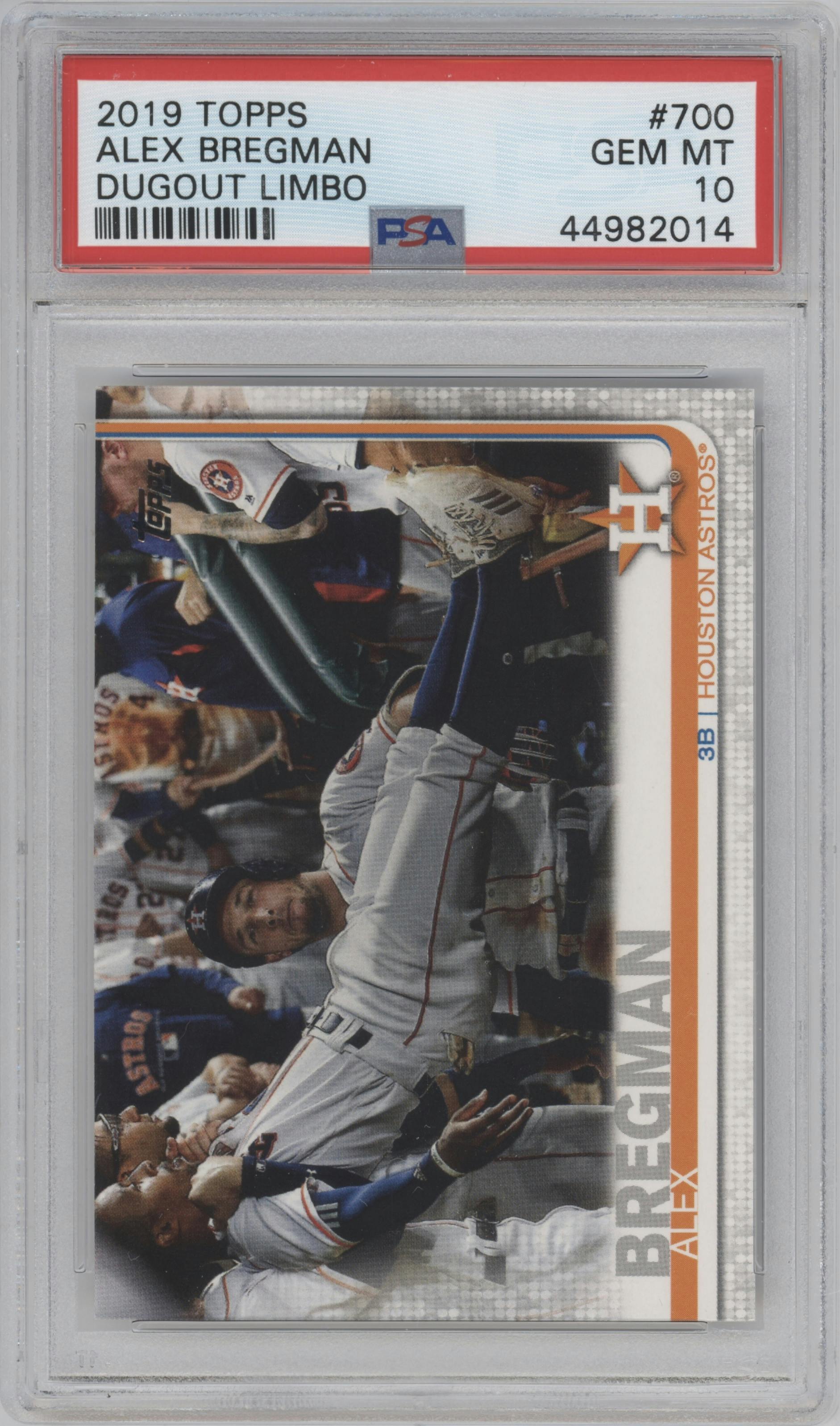 Alex Bregman from the 2019 Topps Series 2 set graded by PSA and given an overall grade of 10.