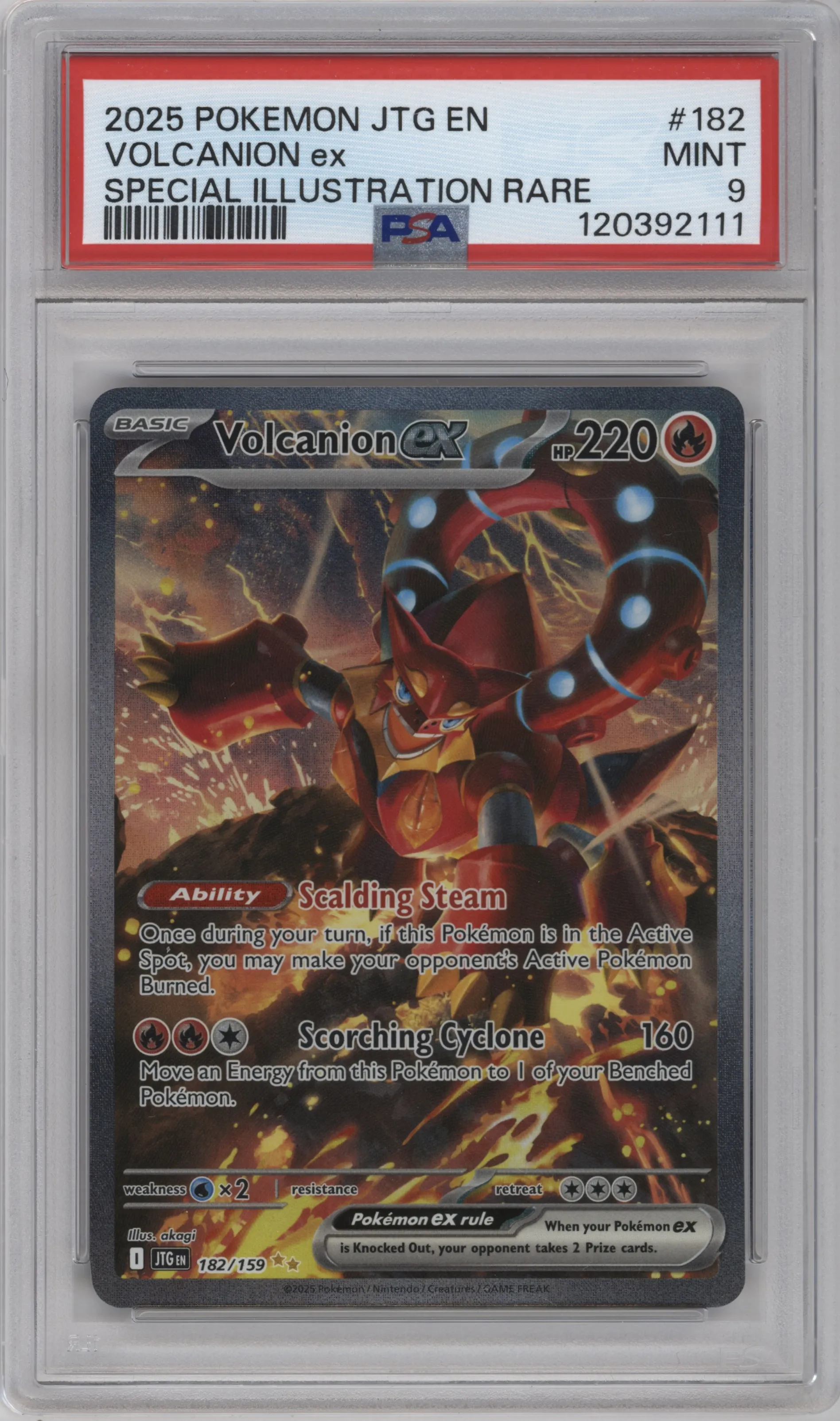 2025 Pokemon SV Journey Together Volcanion EX #182 PSA 9