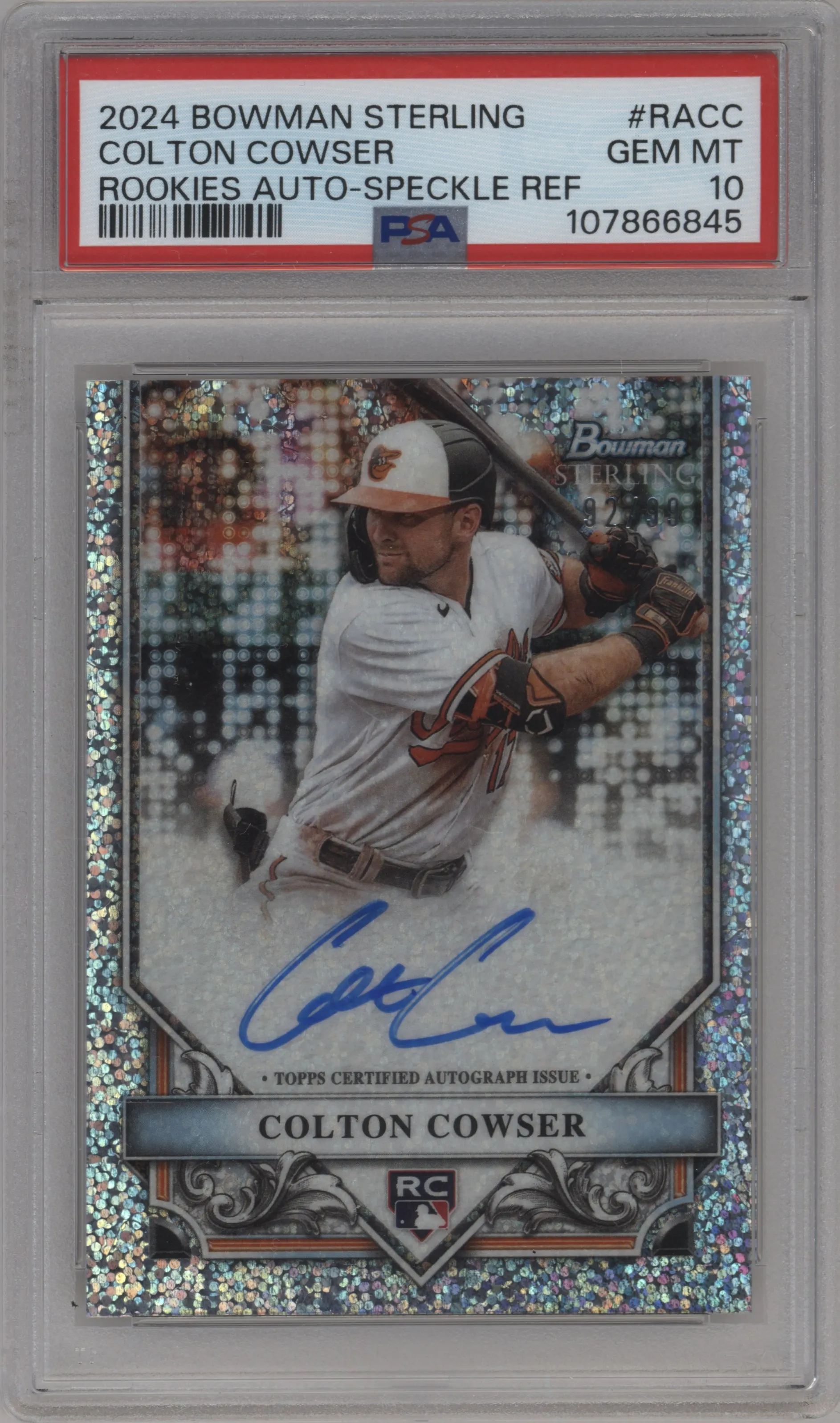2024 Bowman Sterling Rke.Auto Colton Cowser Speckle Refractor #RA-CC PSA 10
