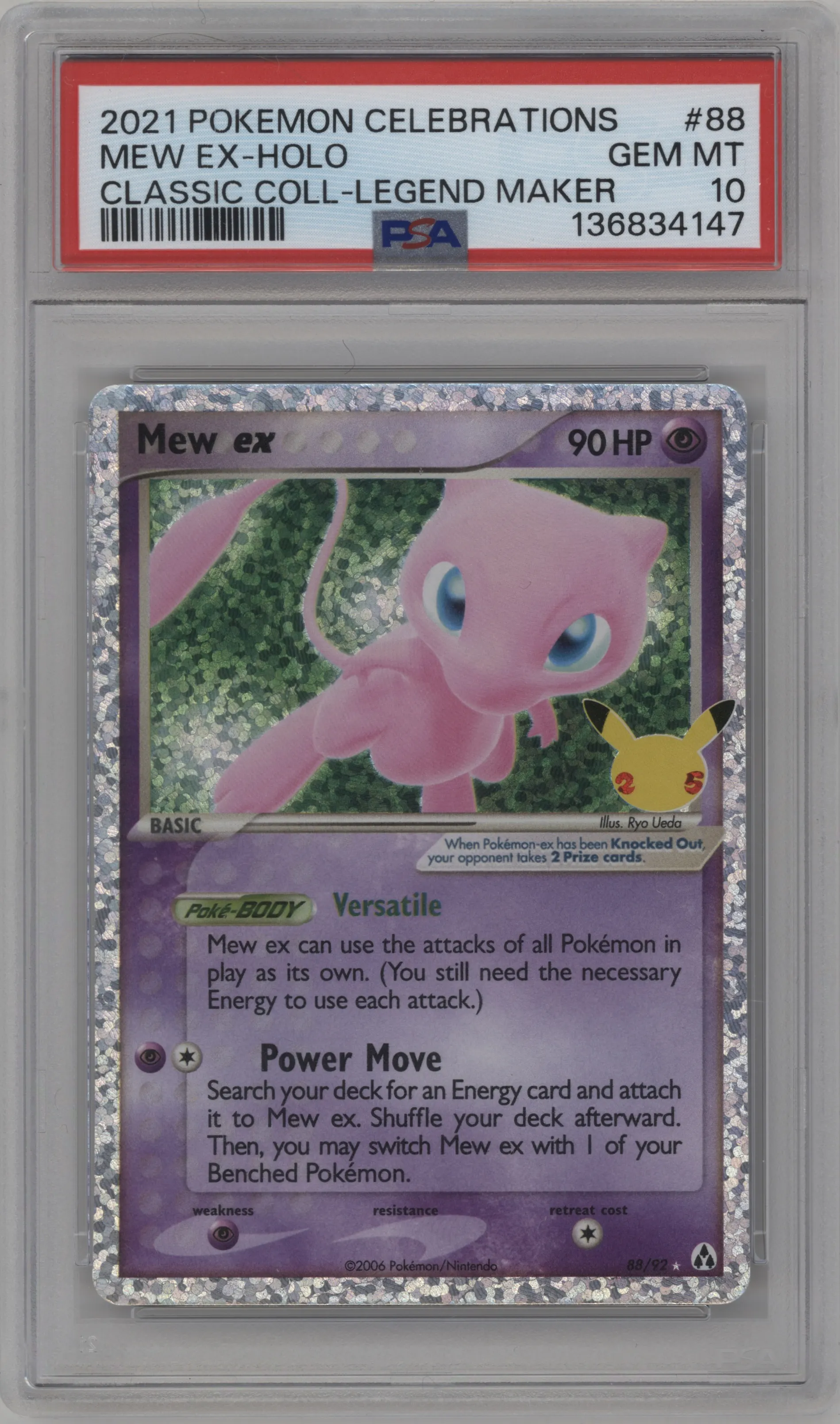 2021 Pokemon SWSH Celebrations CC Mew EX Legend Maker #88 PSA 10