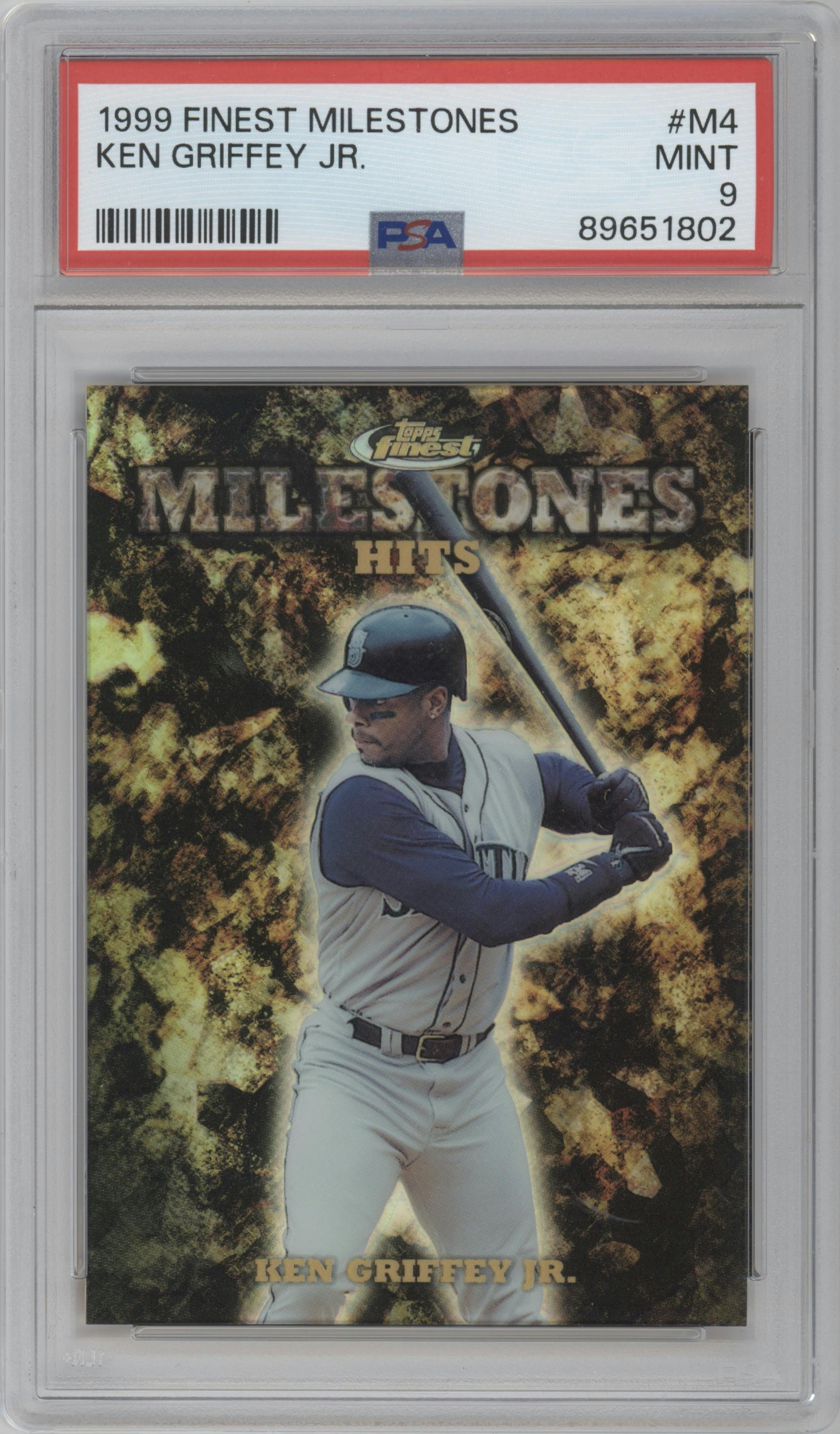 Ken Griffey Jr. from the 1999 Topps Finest set graded by PSA and given an overall grade of 9.