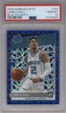 LaMelo Ball from the 2020-21 Panini Donruss Optic set featuring a Blue Velocity  parallel graded by PSA and given an overall grade of 10.