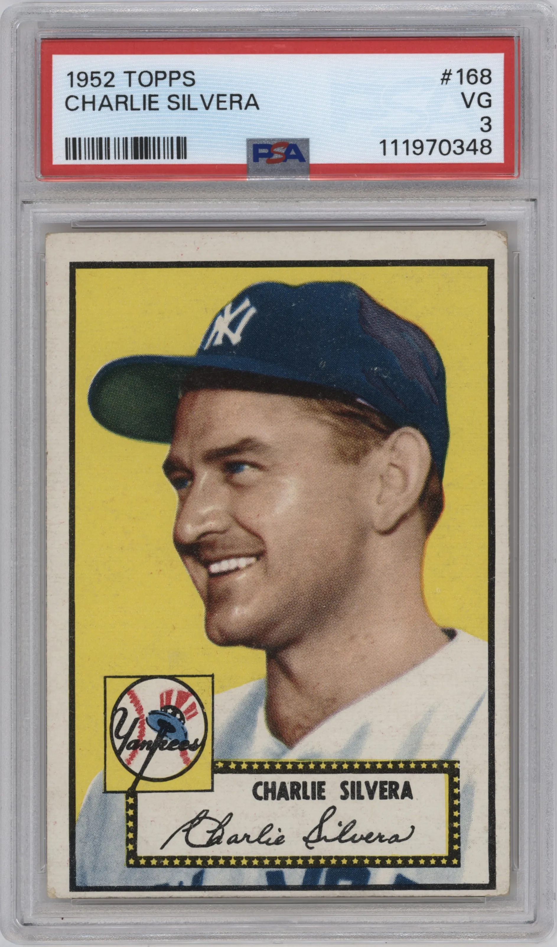 1952 Topps Charlie Silvera PSA VERY GOOD 3 PSA 3