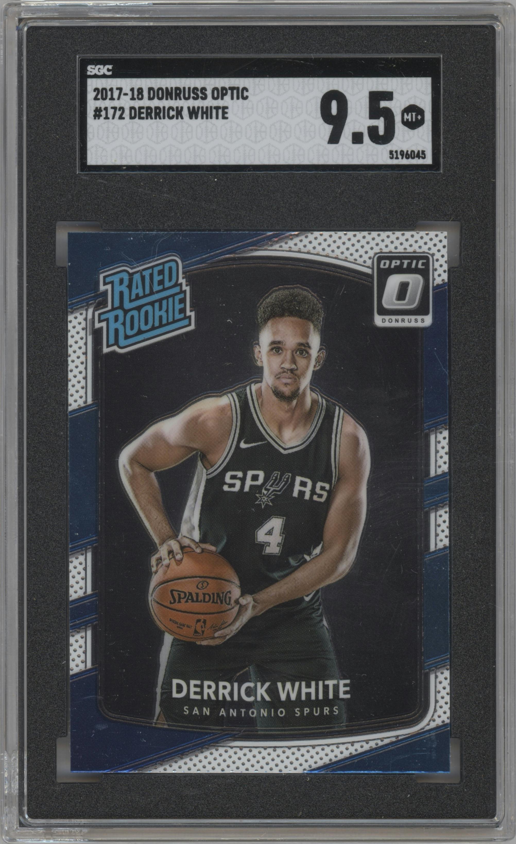 Derrick White from the 2017-18 Panini Donruss Optic set graded by SGC and given an overall grade of 9.5.