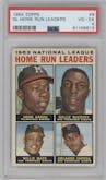 Hank Aaron/Willie McCovey/Willie Mays/Orlando Cepeda from the 1964 Topps set graded by PSA and given an overall grade of 4.
