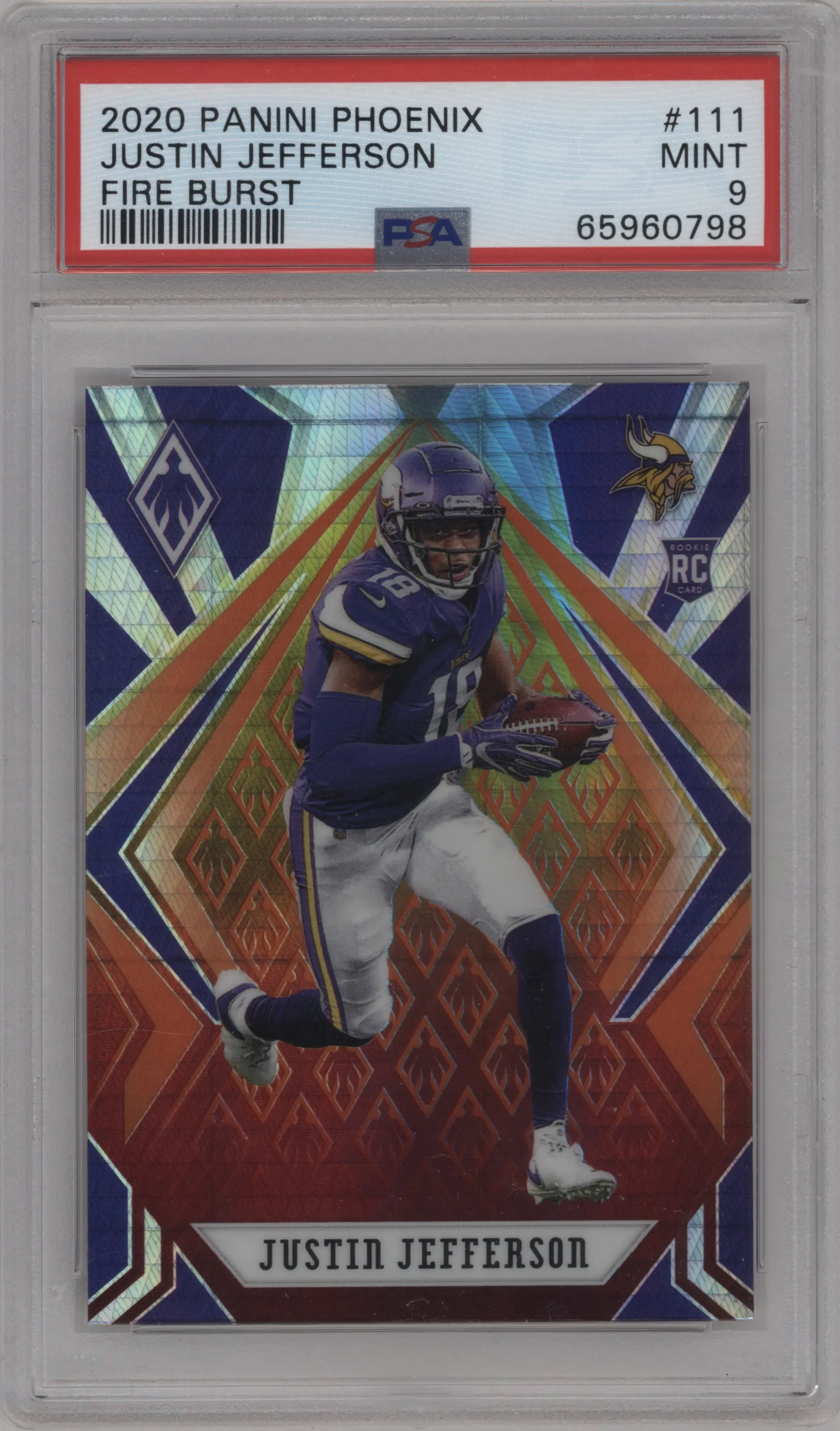 2020 Panini Phoenix Justin Jefferson Fire Burst PSA 9