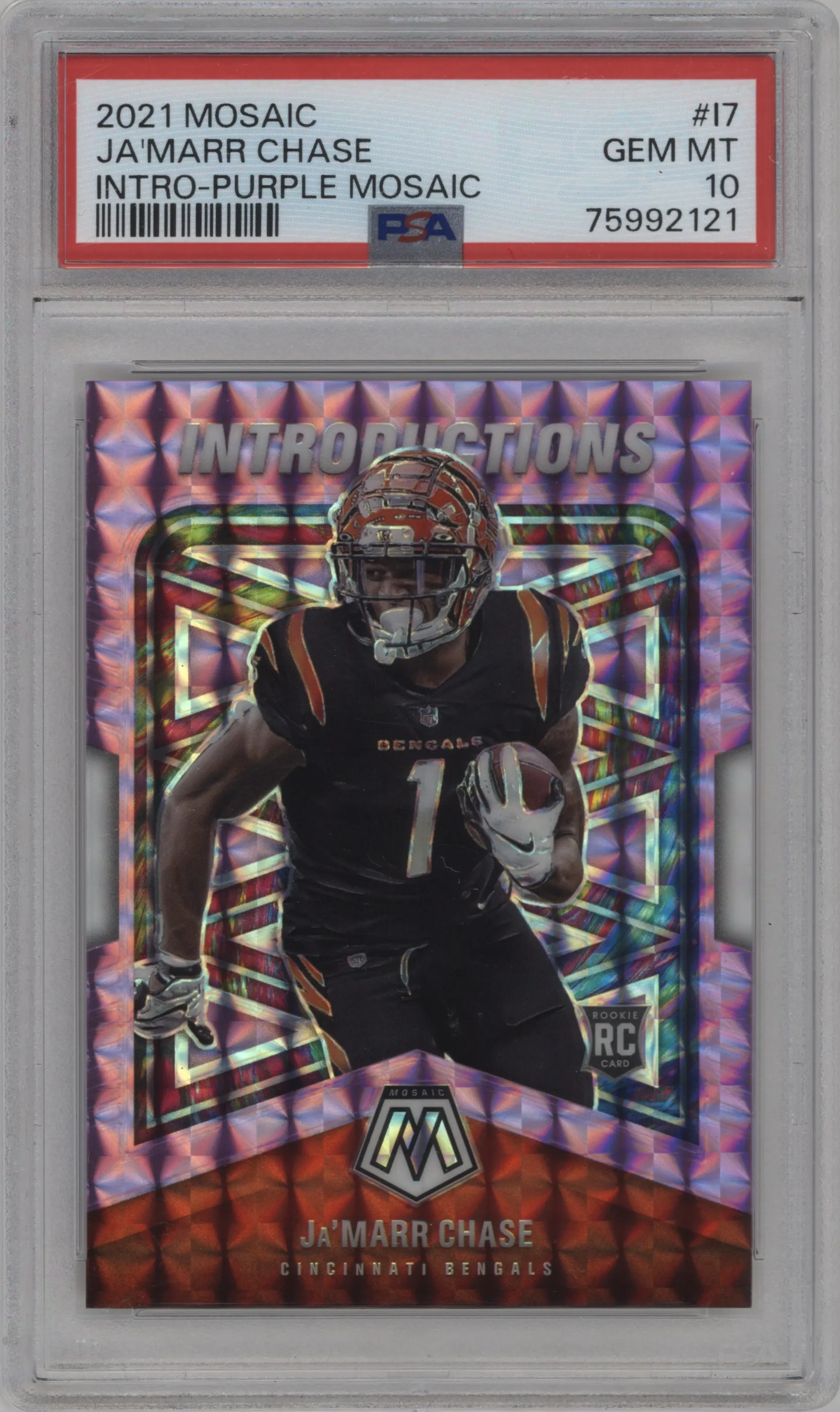 2021 Panini Mosaic Introductions Ja'Marr Chase Purple Mosaic #I-7 PSA 10