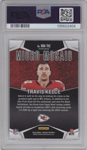 Travis Kelce	 from the 2024 Panini Mosaic set graded by PSA and given an overall grade of 9.