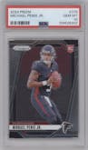 Michael Penix Jr. from the 2024 Panini Prizm set graded by PSA and given an overall grade of 10.
