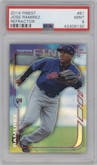Jose Ramirez from the 2014 Topps Finest set featuring a Refractor parallel graded by PSA and given an overall grade of 9.