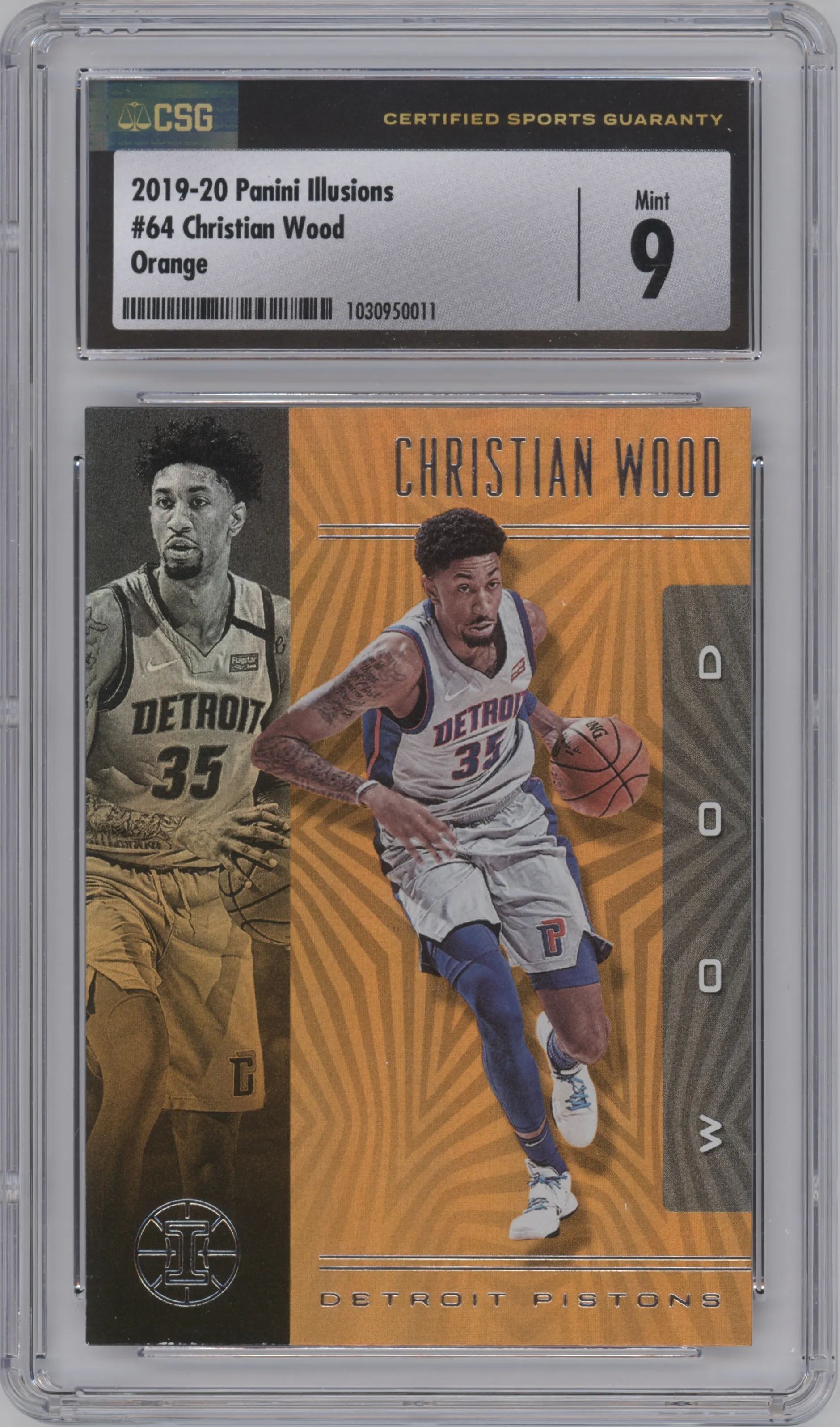 2019 Panini Illusions Christian Wood Trophy Collection Orange CGC 9