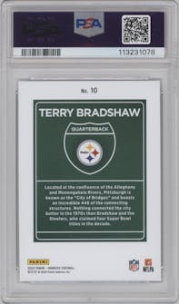 Terry Bradshaw from the 2024 Donruss set graded by PSA and given an overall grade of 9.