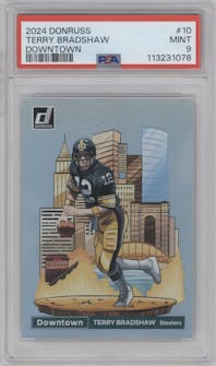 Terry Bradshaw from the 2024 Donruss set graded by PSA and given an overall grade of 9.