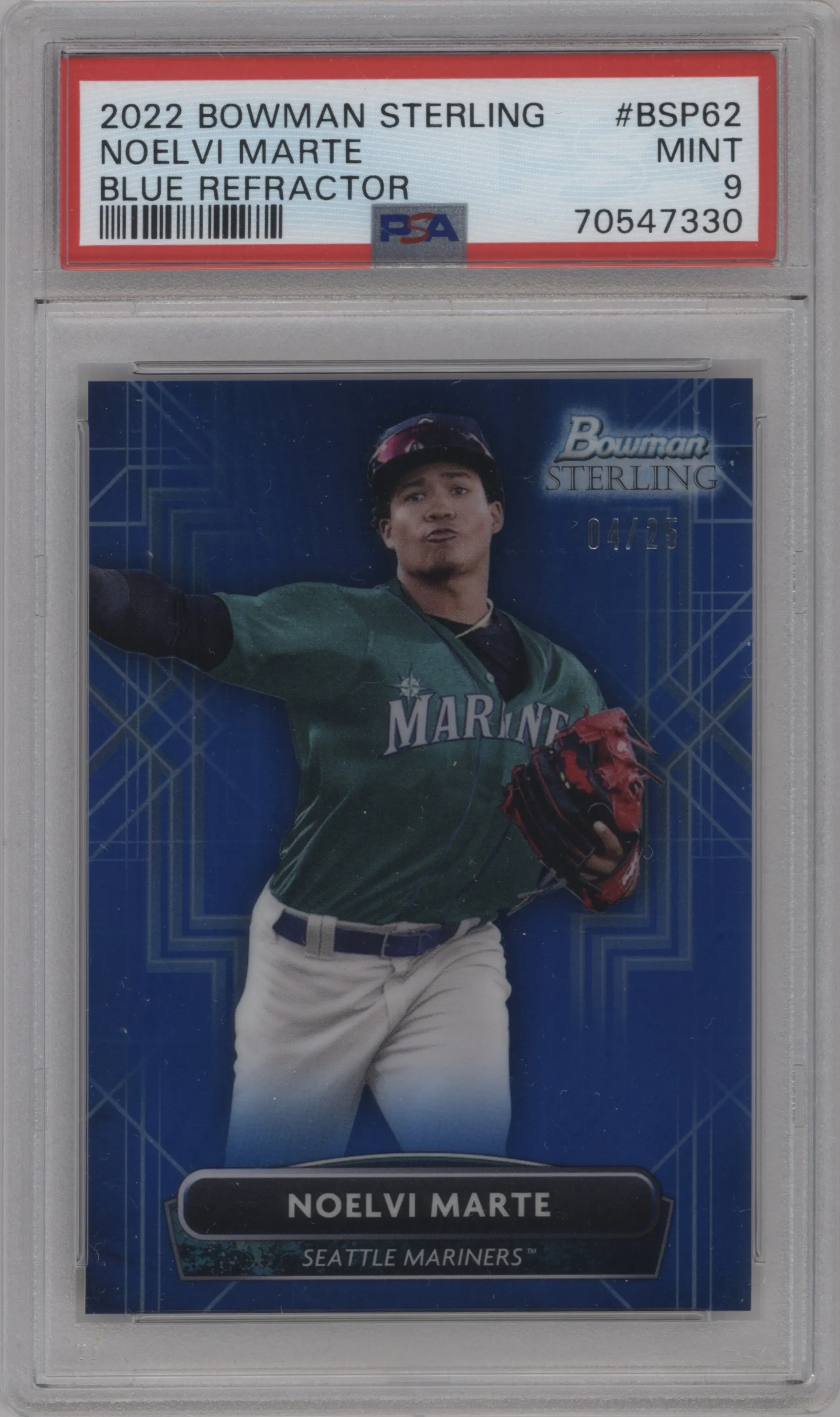 2022 Bowman Sterling Noelvi Marte Blue Refractor PSA 9