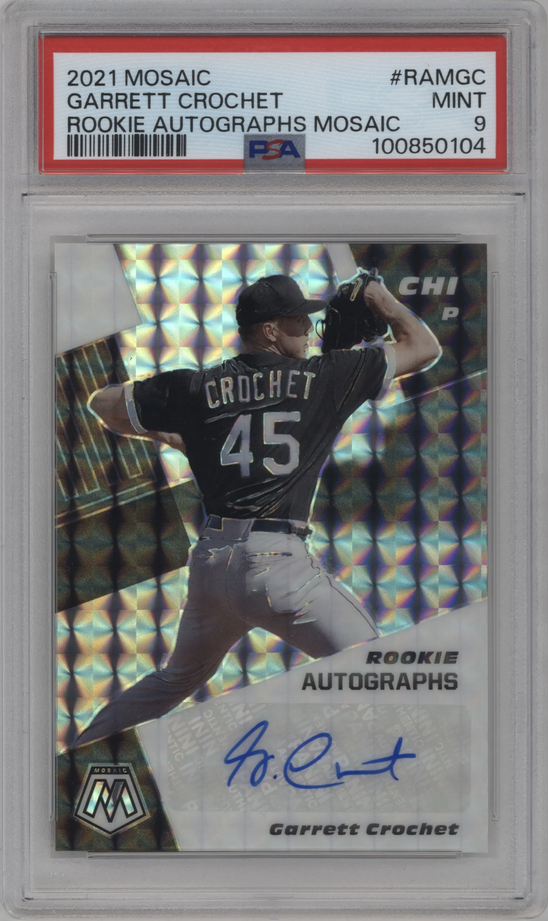 2021 Panini Mosaic Rke.Auto Garrett Crochet #RAM-GC PSA 9