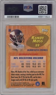 Randy Moss from the 1999 Topps Stars set graded by PSA and given an overall grade of 9.