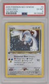 Lugia from the 2000 Pokemon Neo Genesis set graded by PSA and given an overall grade of 6.