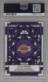 Luka Doncic from the 2024-25 Panini Mosaic set graded by PSA and given an overall grade of 9.