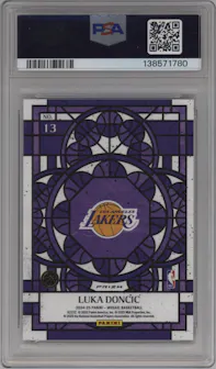 Luka Doncic from the 2024-25 Panini Mosaic set graded by PSA and given an overall grade of 9.