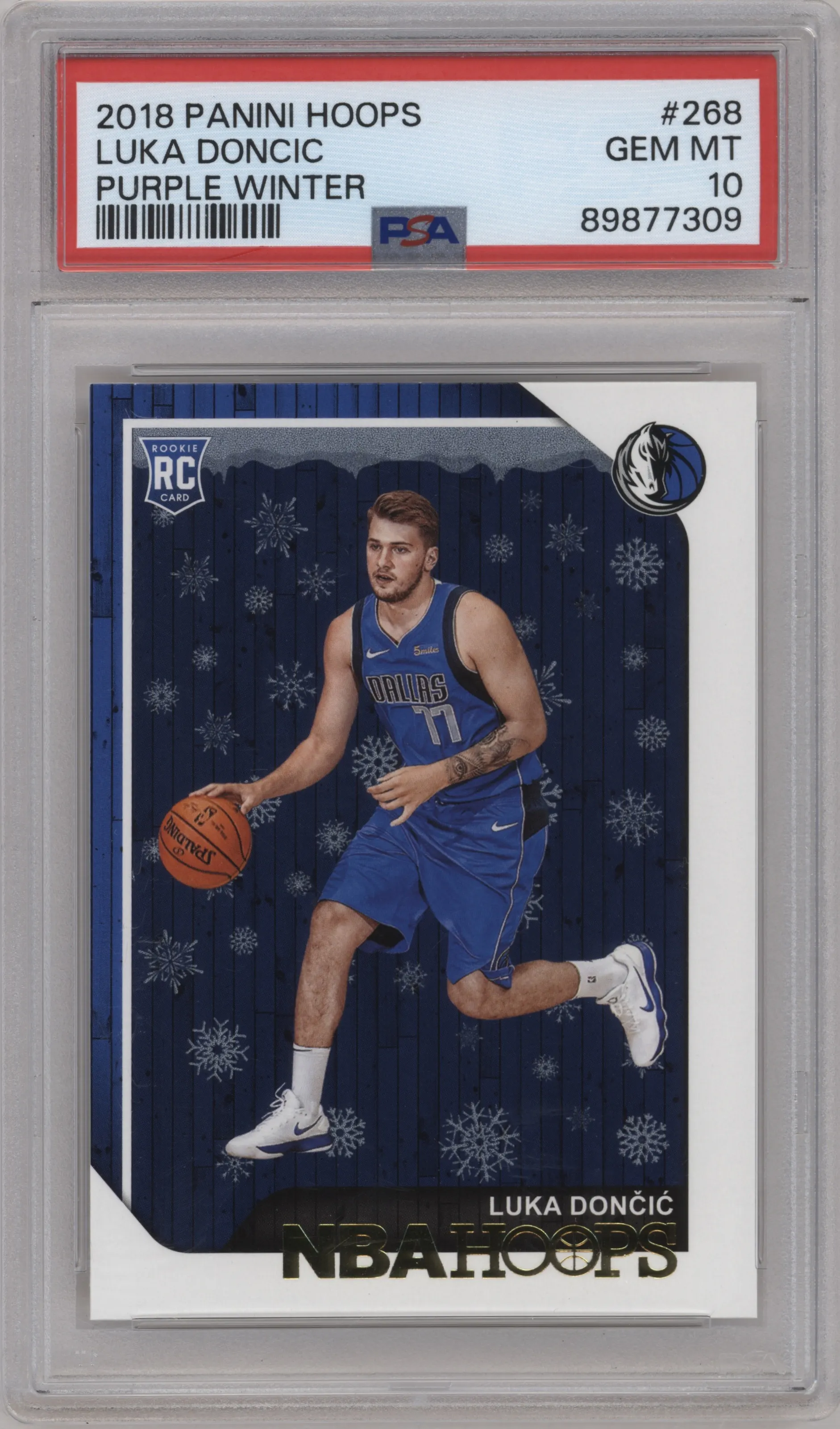 2018 Panini NBA Hoops Luka Doncic Purple Winter PSA 10