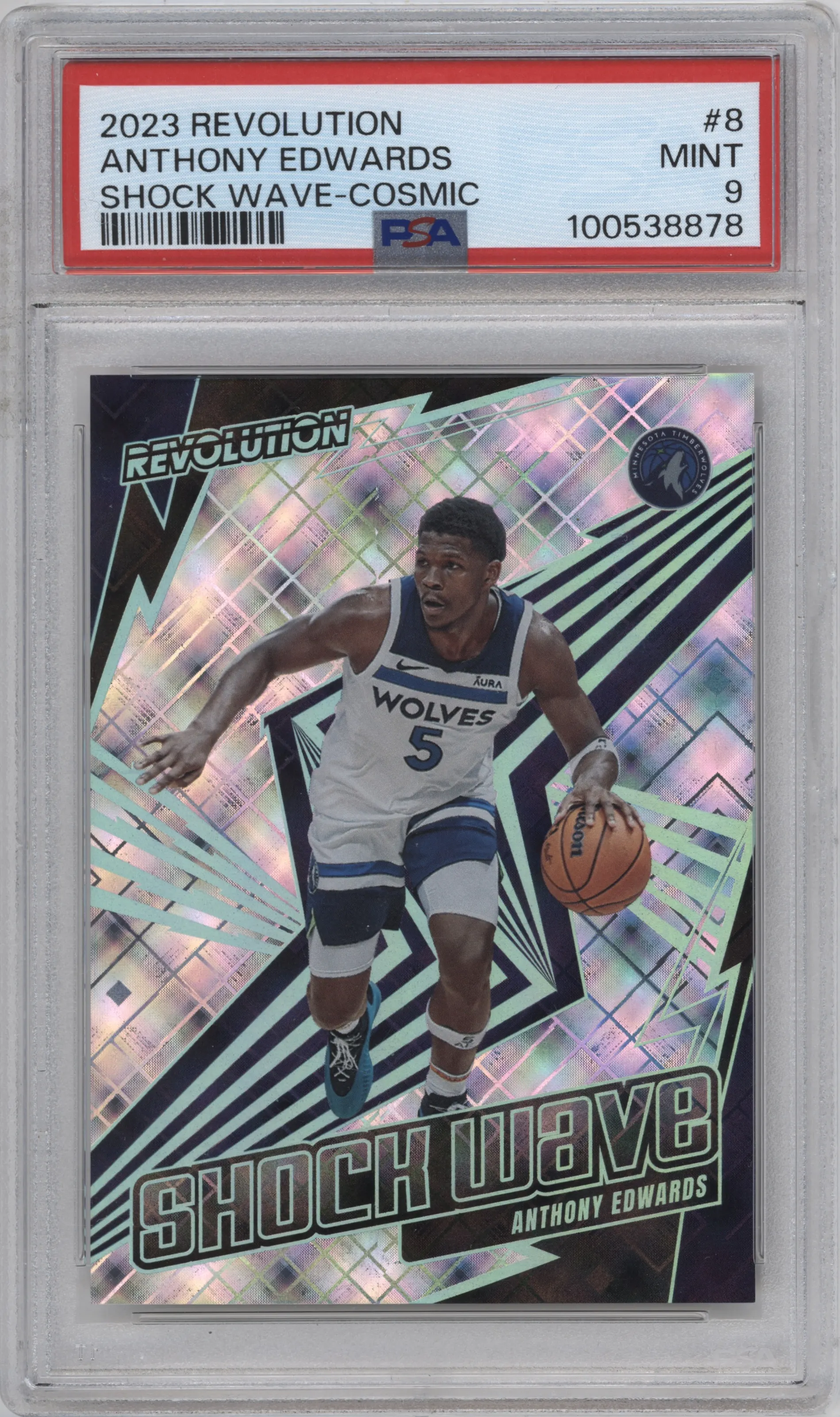 2023 Panini Revolution Shock Wave Anthony Edwards Cosmic #8 PSA 9