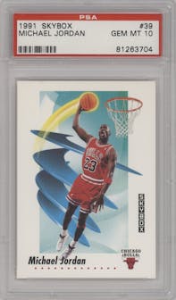 Michael Jordan from the 1991-92 Skybox set graded by PSA and given an overall grade of 10.