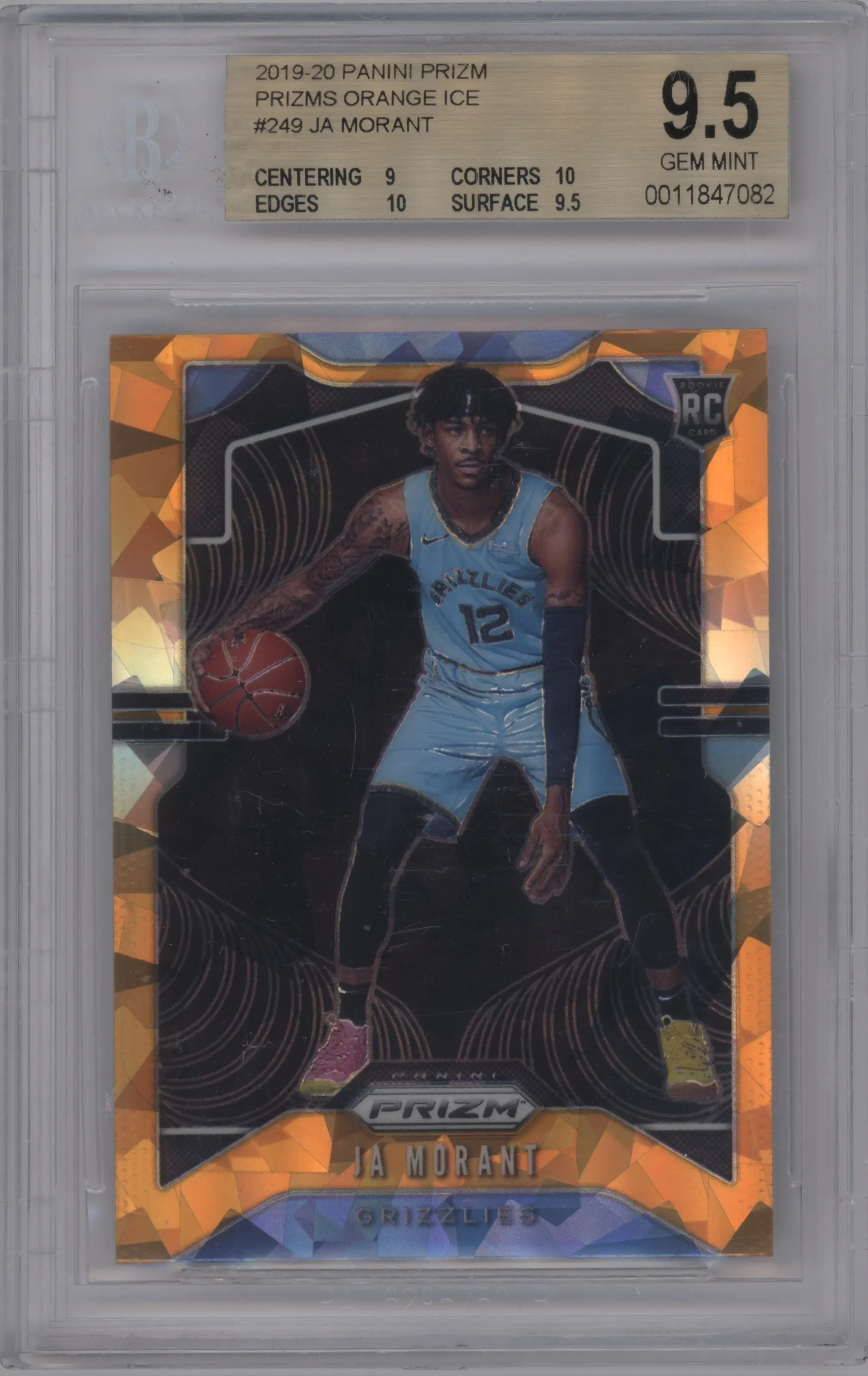 2019 Panini Prizm Ja Morant Orange Ice #249 BGS 9.5
