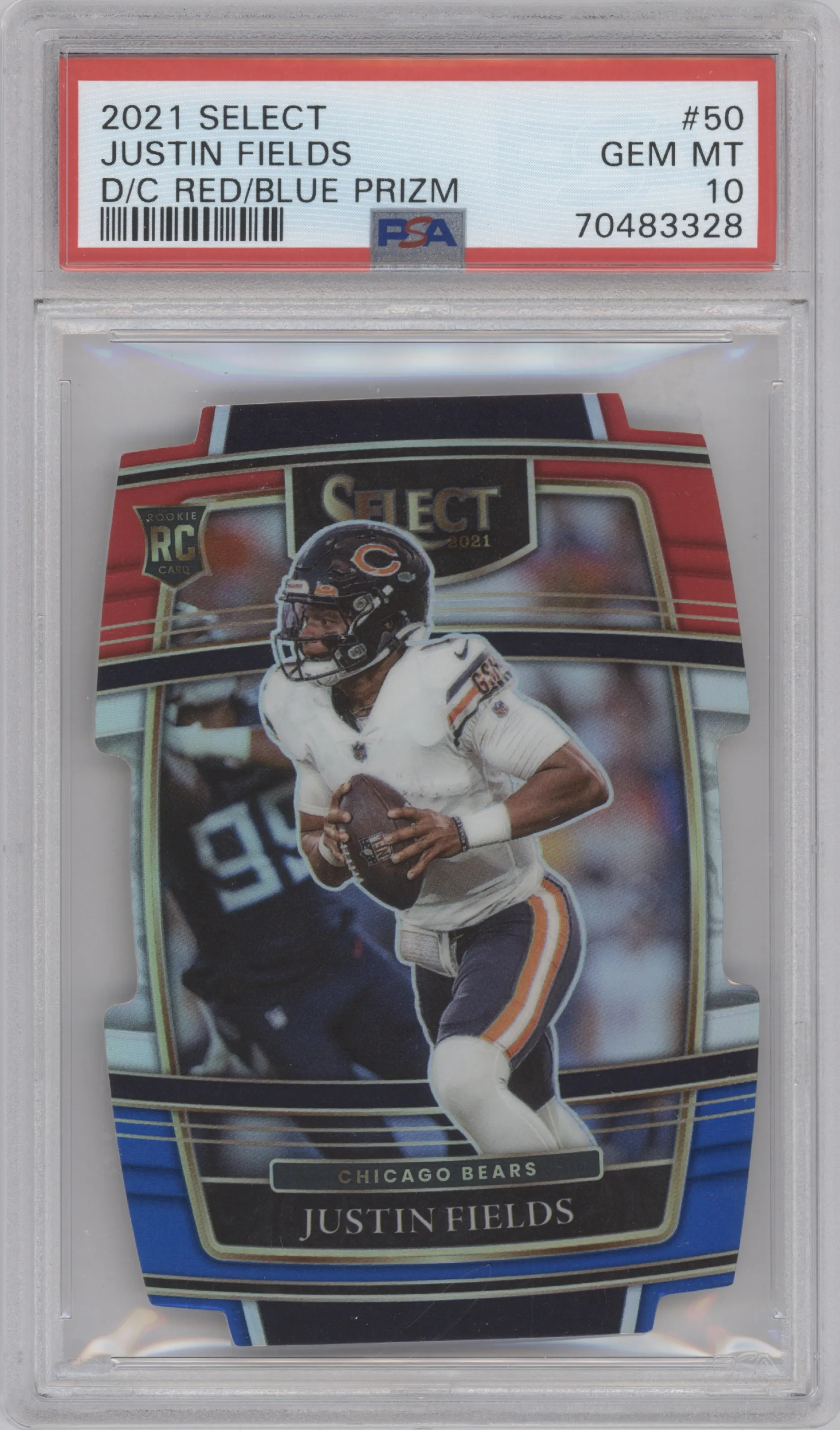 2021 Panini Select Justin Fields Die-Cut Red/Blue PSA 10