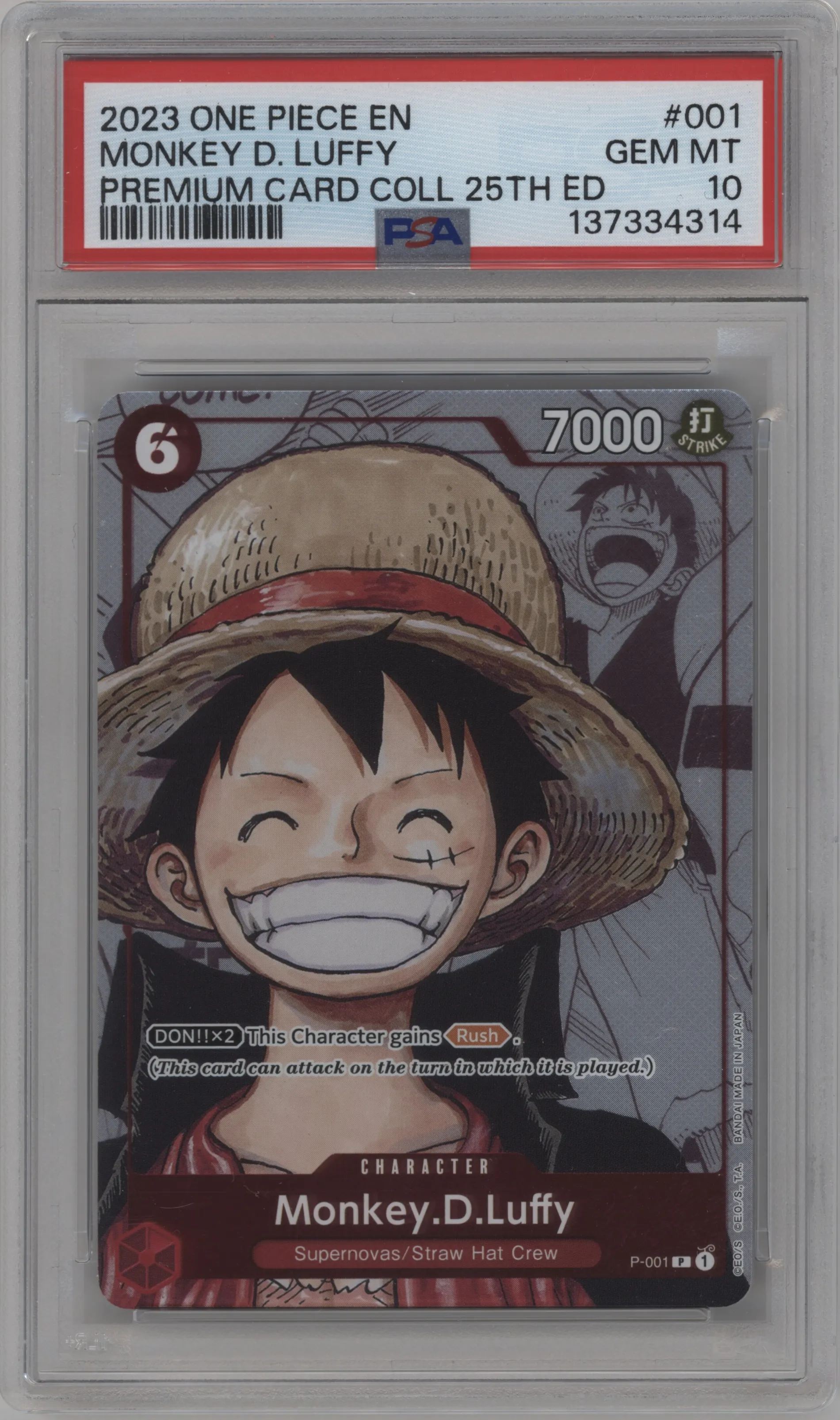 2023 One Piece Premium Collection 25th Ed. Monkey.D.Luffy PSA 10