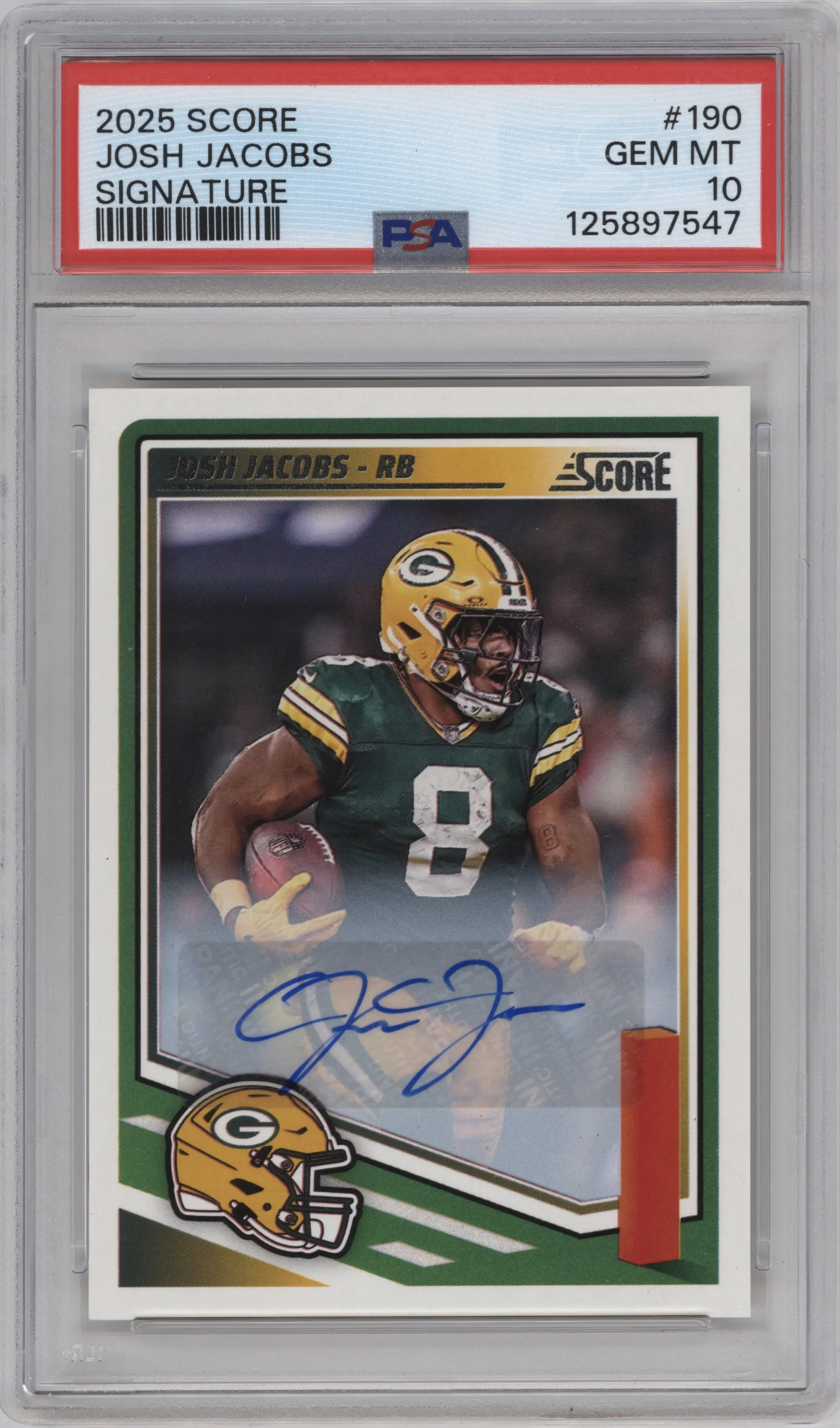 2025 Panini Score Sig. Josh Jacobs #190 PSA 10