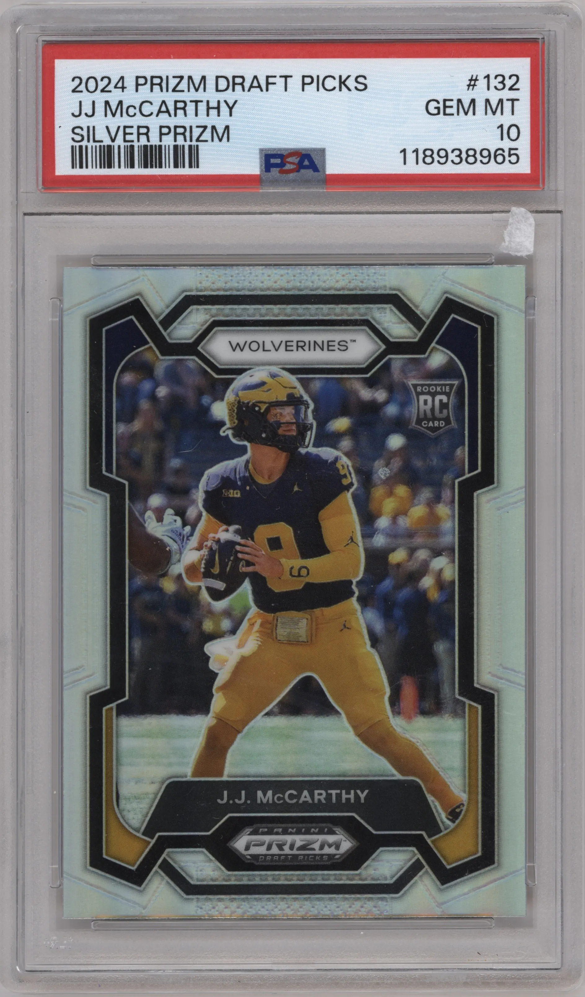 2024 Panini Prizm Draft Picks J.J. McCarthy Silver Prizm #132 PSA 10