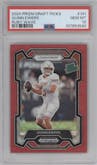 Quinn Ewers from the 2024 Panini Prizm Draft Picks set featuring a Ruby Wave parallel graded by PSA and given an overall grade of 10.