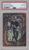Drake London from the 2022 Panini Select set featuring a Red Disco parallel graded by PSA and given an overall grade of 10.