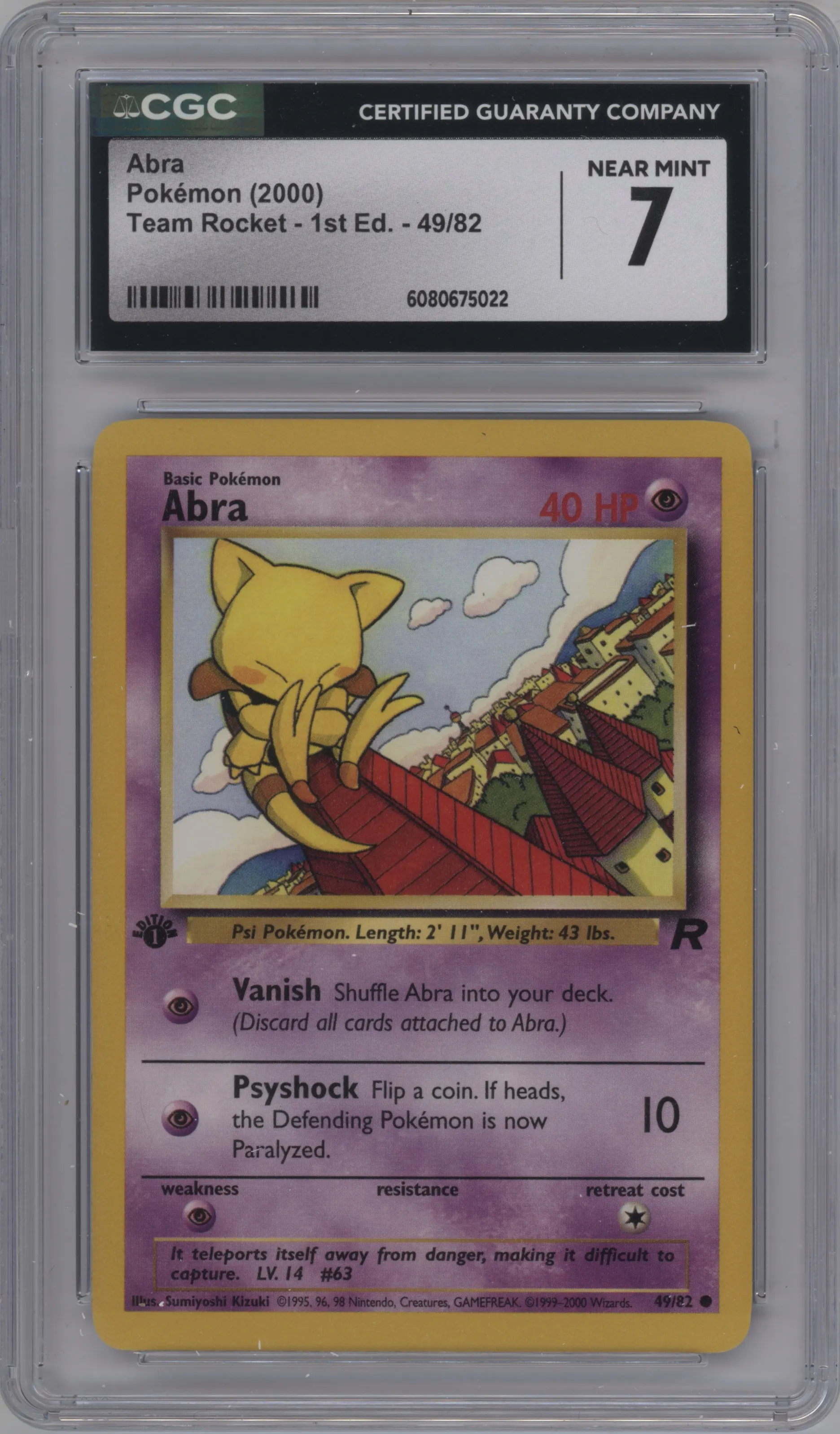 2000 Pokemon Team Rocket Abra #49 CGC 7