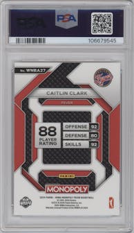 Caitlin Clark from the 2024 Panini Prizm Monopoly WNBA set graded by PSA and given an overall grade of 9.