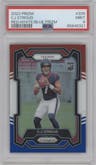 C.J. Stroud from the 2023 Panini Prizm set featuring a Red/White/Blue parallel graded by PSA and given an overall grade of 9.