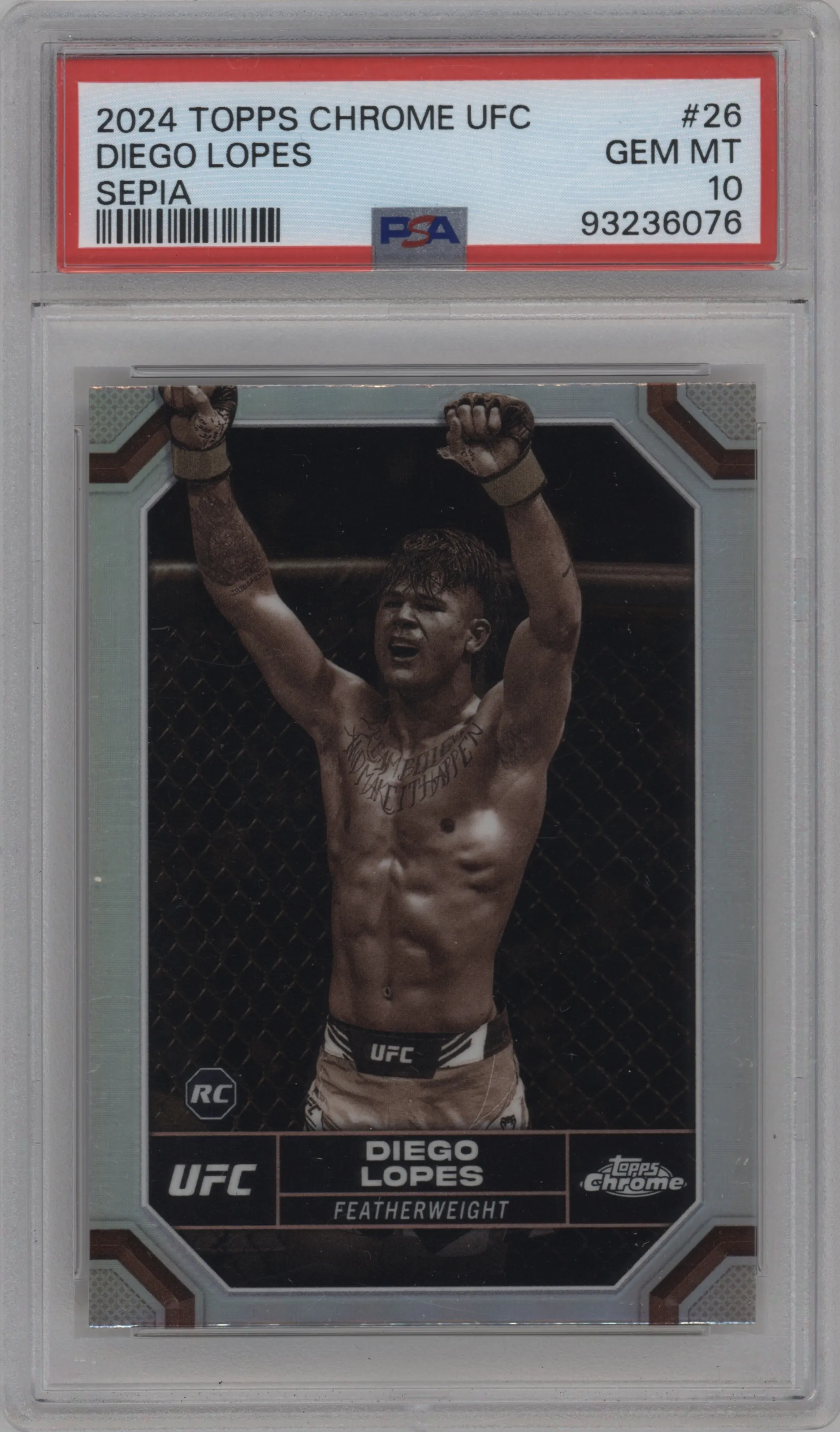 2024 Topps Chrome UFC Diego Lopes Sepia Refractor #26 PSA 10