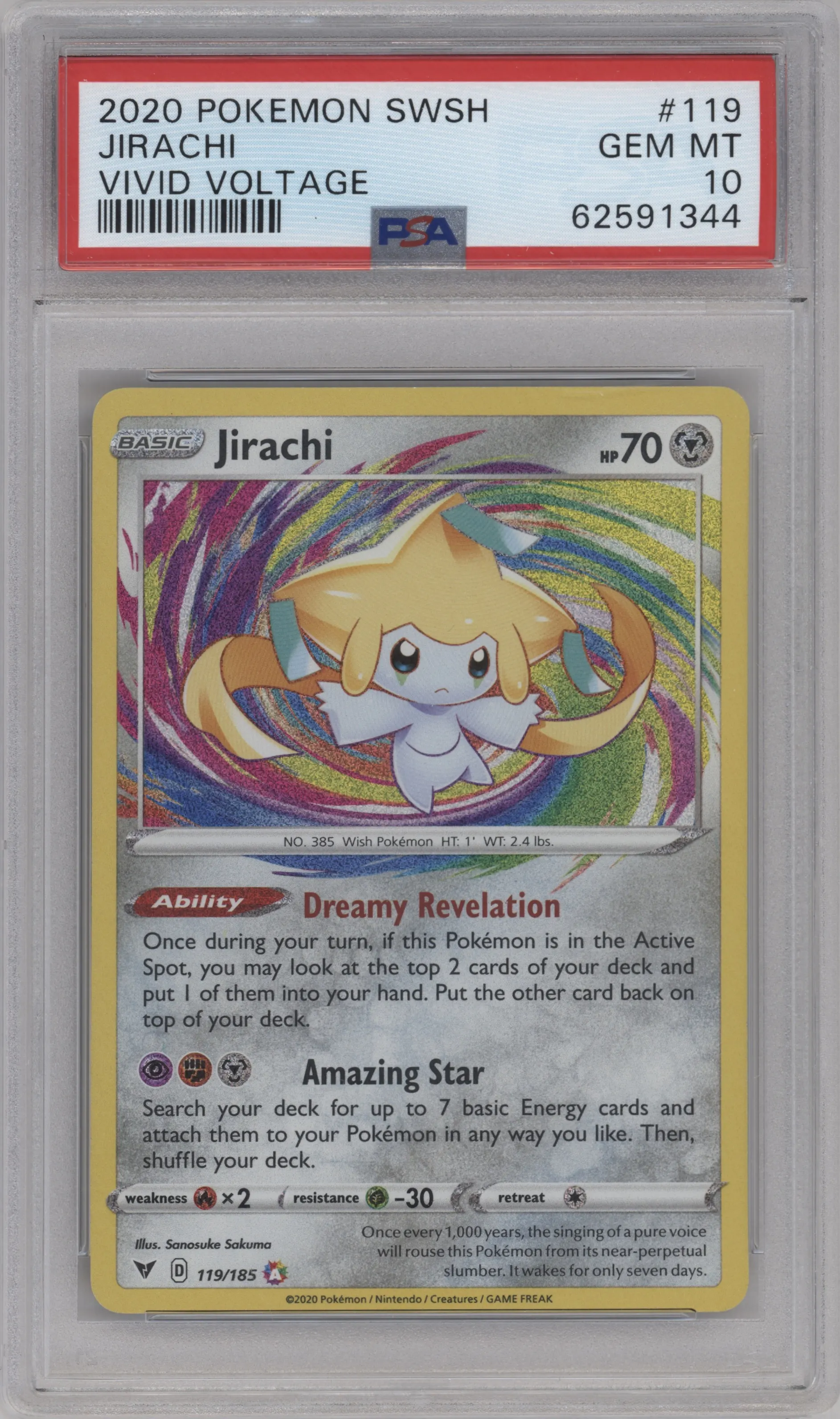 2020 Pokemon SWSH Vivid Voltage Jirachi PSA 10