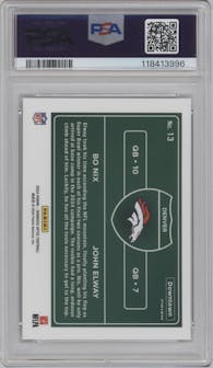 Bo Nix/John Elway from the 2024 Donruss Optic set graded by PSA and given an overall grade of 9.