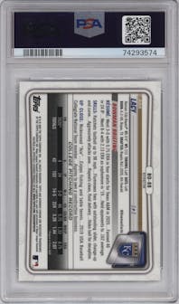 Asa Lacy from the 2020 Bowman Draft set featuring a Refractor parallel graded by PSA and given an overall grade of 10.