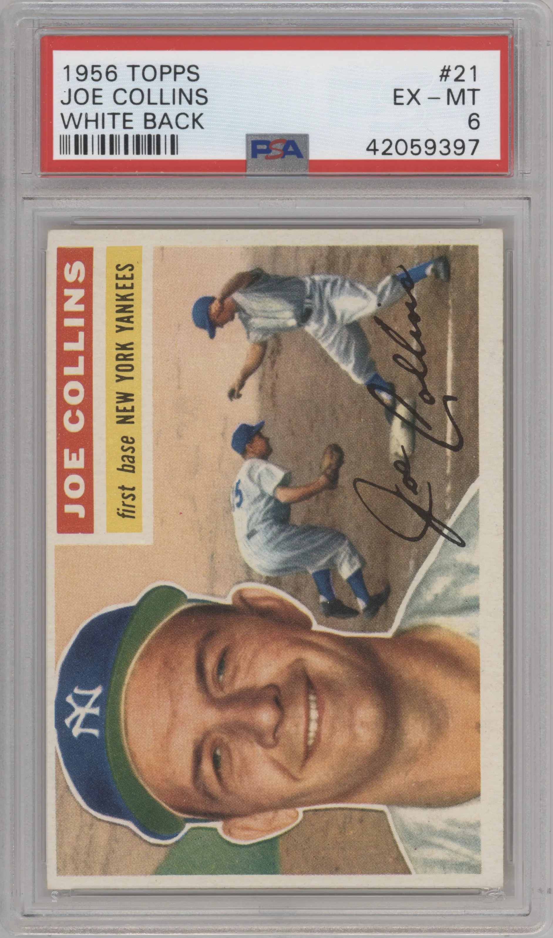 1956 Topps Joe Collins White Back PSA 6